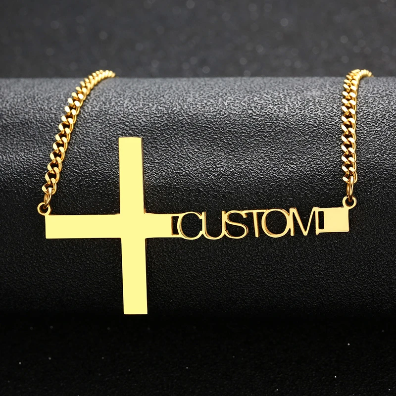 Vnox Custom Cross Name Necklace for Women Men Stainless Steel Metal Punk Religious Prayer Pendant with Adjustable Curb Chain
Vnox Custom Cross Name Necklace for Women Men Stainless Steel Metal Punk Religious Prayer Pendant with Adjustable Curb Chain