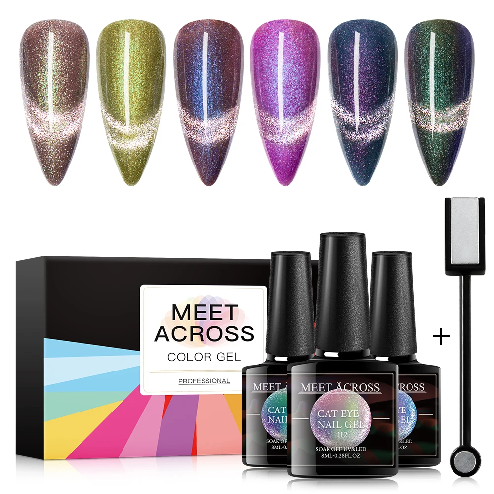 MEET ACROSS 6PCS 8ml Magnetic Gel Nail Polish Set Cat Eye Nail UV Gel Holographics Laser Glitter Varnish Nail Art New Arrival
MEET ACROSS 6PCS 8ml Magnetic Gel Nail Polish Set Cat Eye Nail UV Gel Holographics Laser Glitter Varnish Nail Art New Arrival