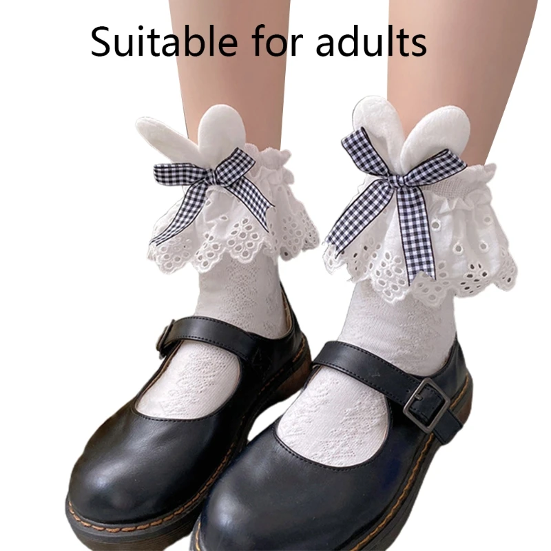 Women Girls Lolita Kawaii Cotton Crew Socks Long Plush Rabbit Bunny Ears Bowknot Ruffles Lace Japanese Anime Hosiery 
Women Girls Lolita Kawaii Cotton Crew Socks Long Plush Rabbit Bunny Ears Bowknot Ruffles Lace Japanese Anime Hosiery