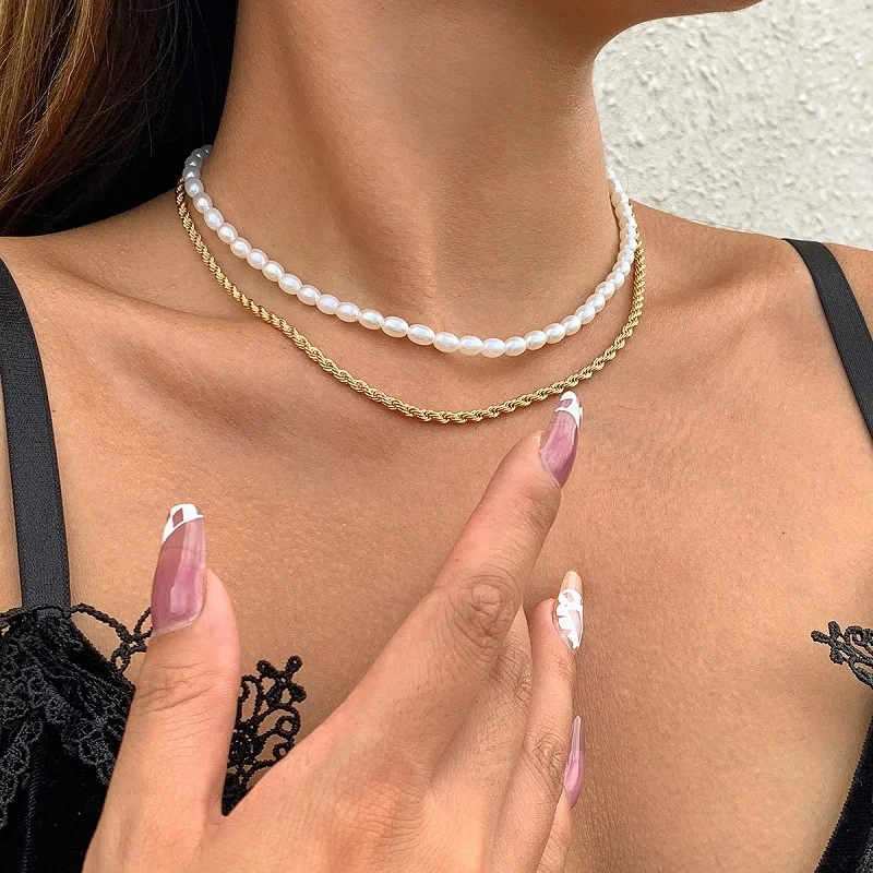 Elegant Imitation Pearl Choker Necklace For Women Multilayer Gold Color Twist Chain Necklace Fashion Jewelry
Elegant Imitation Pearl Choker Necklace For Women Multilayer Gold Color Twist Chain Necklace Fashion Jewelry