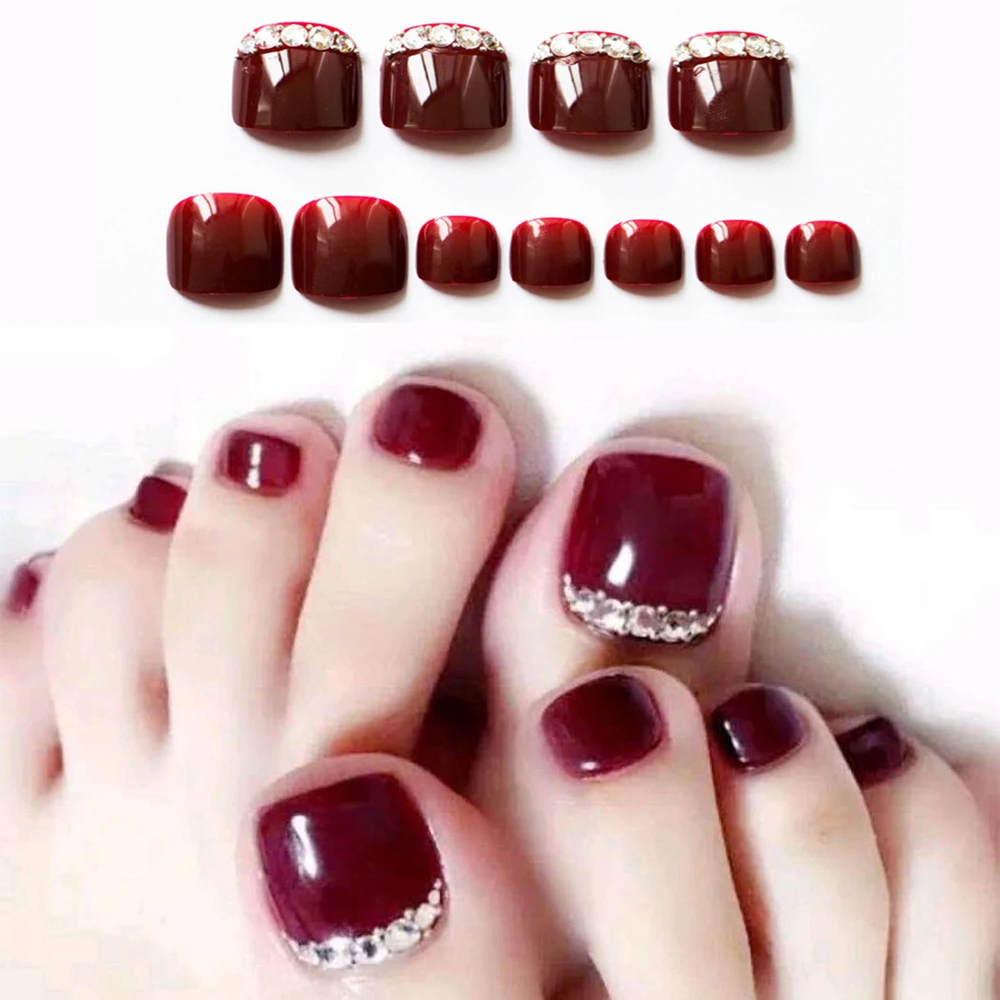 Crystal Exquisite Fake Toenails Black Or Red Short Square Full Coverage Glamour Nail Art Decoration Manicure Accessories
Crystal Exquisite Fake Toenails Black Or Red Short Square Full Coverage Glamour Nail Art Decoration Manicure Accessories