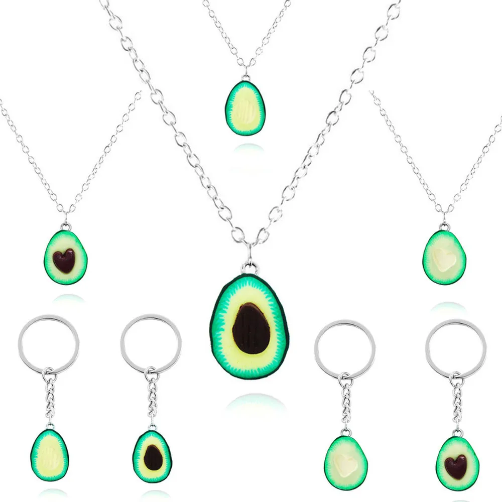 

Cute Necklace Handmade Avocado Shape Pendant Necklace for Women Girl Fruit Long Chains Charms Necklace Party Gifts