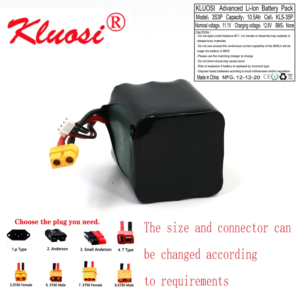 KLUOSI 3S3P 12V 10.5Ah 10Ah высокое Ёмкость Бла (беспилотный летательный аппарат Перезаряжаемые 12,6 V ионно-литиевая Батарея для различных ру самолет кв...
KLUOSI 3S3P 12V 10.5Ah 10Ah высокое Ёмкость Бла (беспилотный летательный аппарат Перезаряжаемые 12,6 V ионно-литиевая Батарея для различных ру самолет кв...
