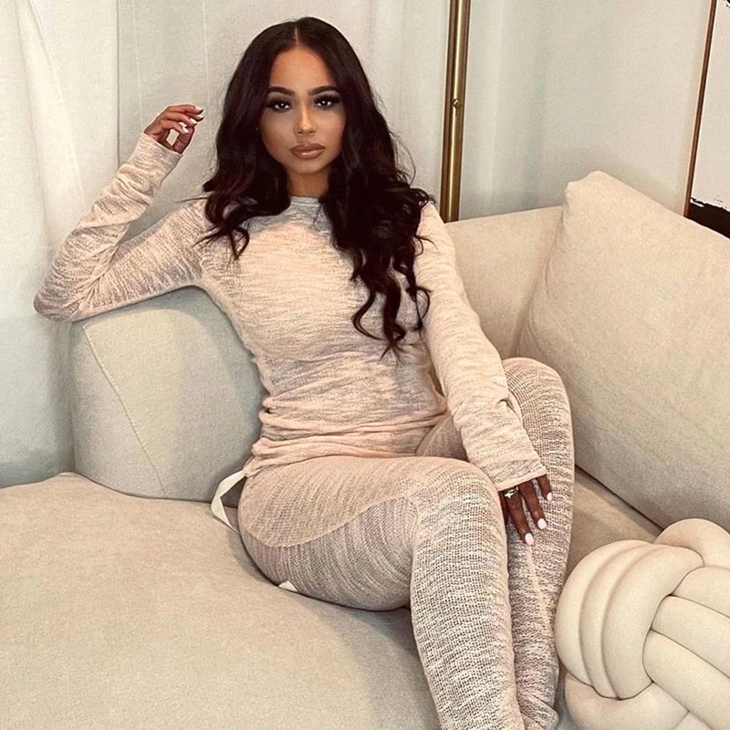 Women Casual 2021 Fall Winter Solid 2 Two Piece Set Long Sleeve Bodycon Crop Tops Tshirt Flare Pants Knitted Tracksuit
Women Casual 2021 Fall Winter Solid 2 Two Piece Set Long Sleeve Bodycon Crop Tops Tshirt Flare Pants Knitted Tracksuit