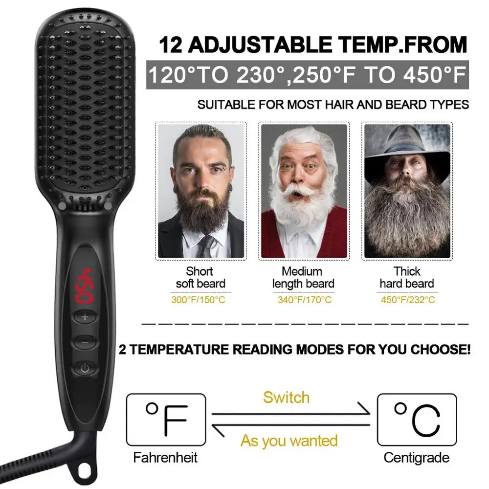 Выпрямитель для волос Hot Comb Pro Электрический ионный с ЖК-дисплеем антистатический