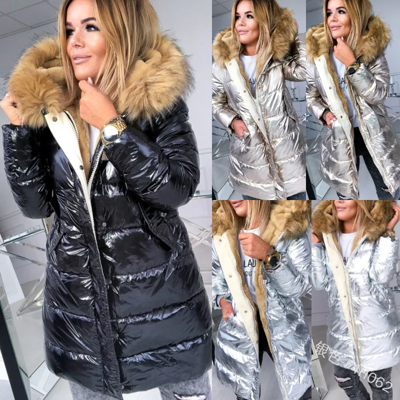 Faux Fur jacket Women's winter Thick Warm Hooded Padded Coat Shinny Coat Slim Wadded Long Outwear 2021
Faux Fur jacket Women's winter Thick Warm Hooded Padded Coat Shinny Coat Slim Wadded Long Outwear 2021