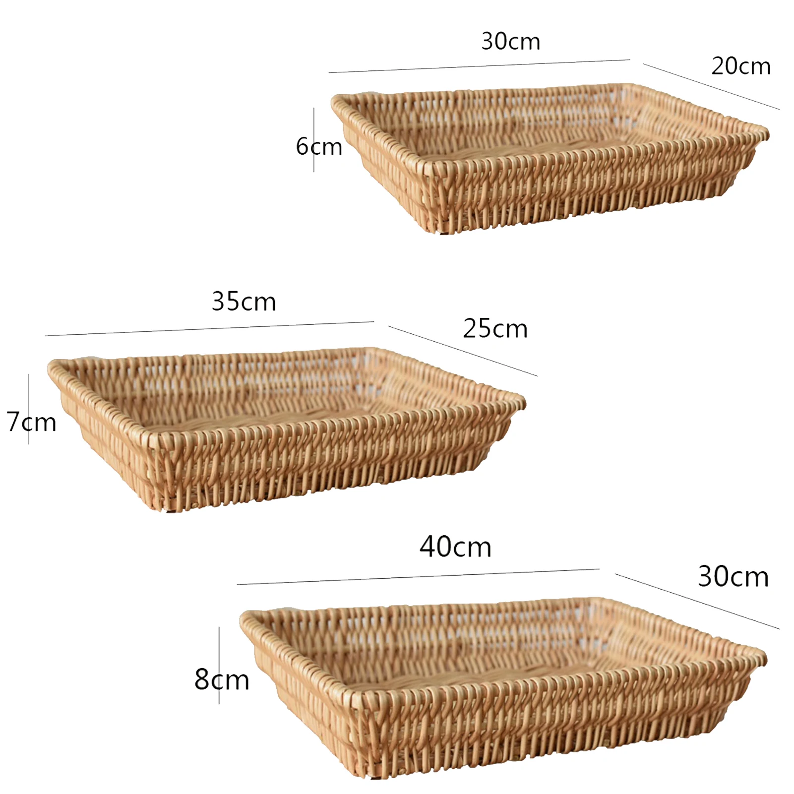 3 pcs Rattan Wicker Bread Storage Basket Woven Food Serving Basket Fruit Bread Basket Snack Fruit Tray Accessories
3 pcs Rattan Wicker Bread Storage Basket Woven Food Serving Basket Fruit Bread Basket Snack Fruit Tray Accessories
