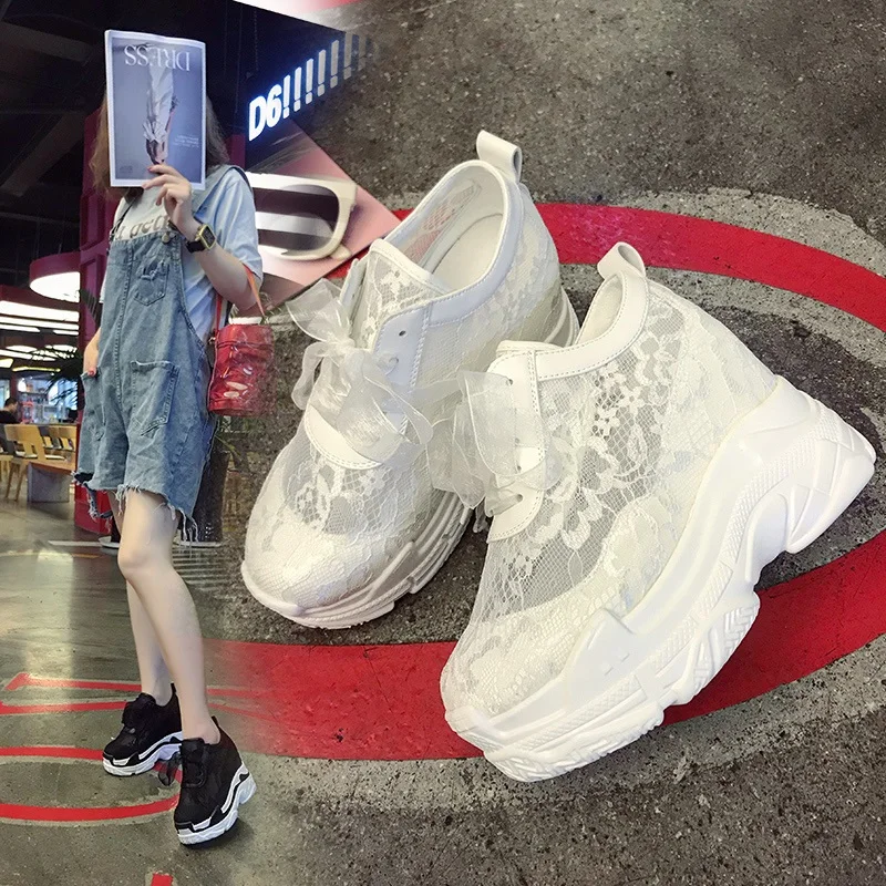 Summer net shoes, breathable women's sports shoes, new all-match casual net yarn inner heightened lace-up single shoes.
Summer net shoes, breathable women's sports shoes, new all-match casual net yarn inner heightened lace-up single shoes.