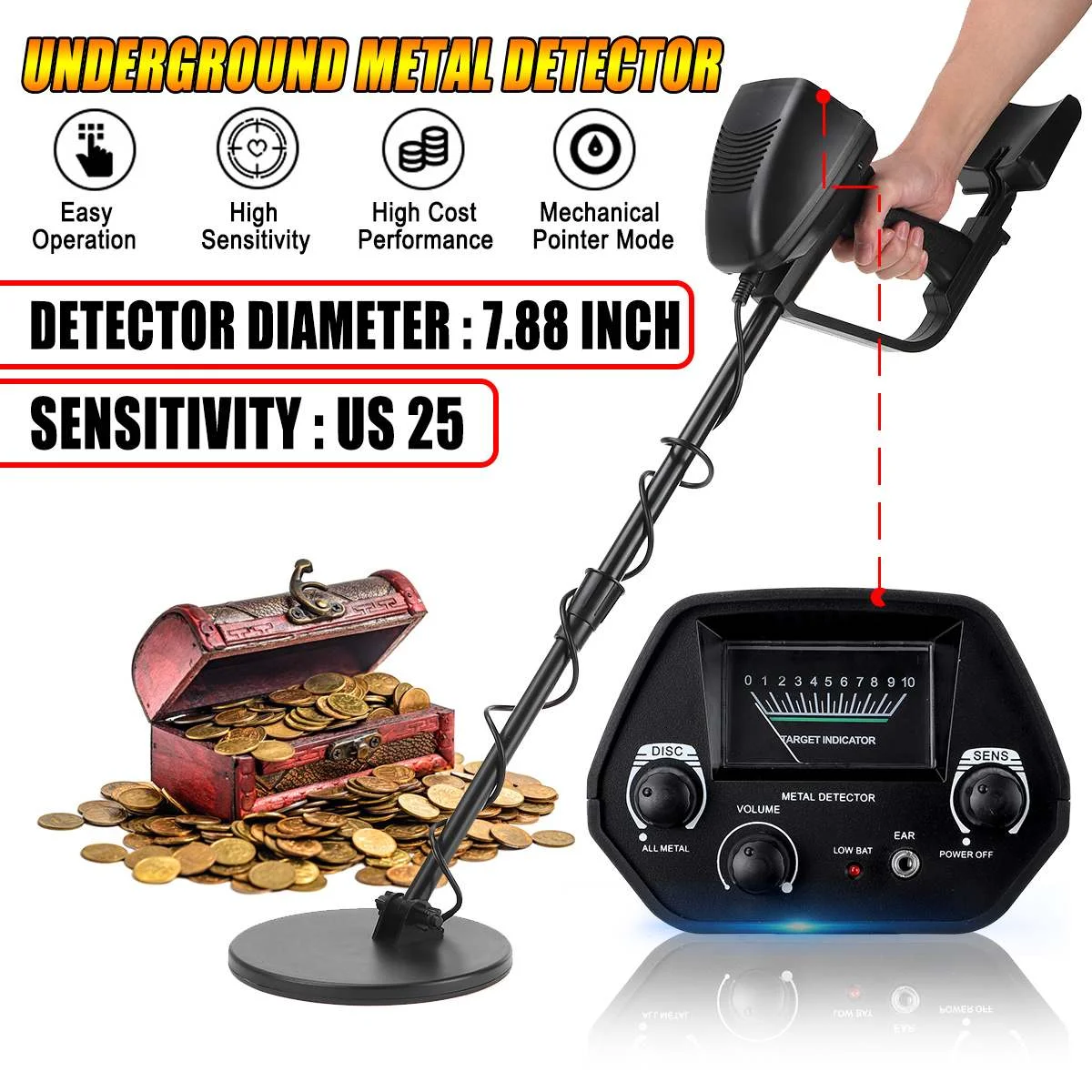 3 In 1 GTX4030 Metal Detector Waterproof with Headphone + Shovel High Sensitivity High Quality
3 In 1 GTX4030 Metal Detector Waterproof with Headphone + Shovel High Sensitivity High Quality