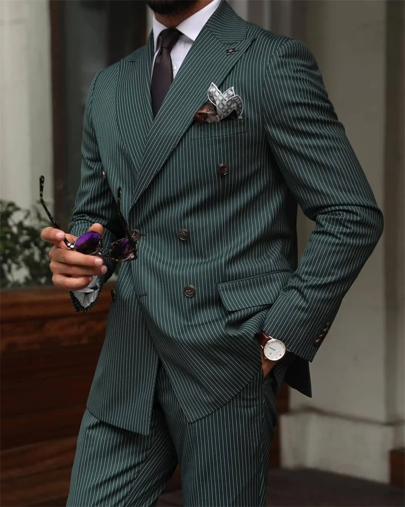 2021 Summer 2 Pieces Pinstripe Men Suits Green Jacket+Pant Custom Made Formal Wedding Suits Fit Slim Double Breasted Party Suit
2021 Summer 2 Pieces Pinstripe Men Suits Green Jacket+Pant Custom Made Formal Wedding Suits Fit Slim Double Breasted Party Suit