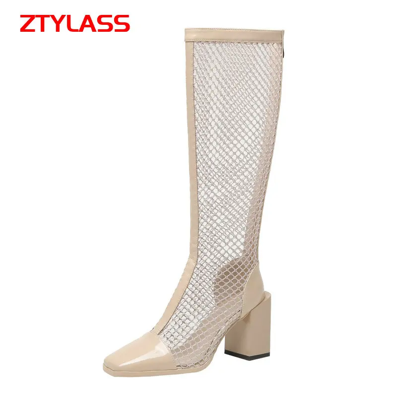 2021 New Summer Women Hollow Mesh Boots Fashion Zipper Knee High Boots Patent Leather Square Toe Thick High Heel Autumn Shoes
2021 New Summer Women Hollow Mesh Boots Fashion Zipper Knee High Boots Patent Leather Square Toe Thick High Heel Autumn Shoes