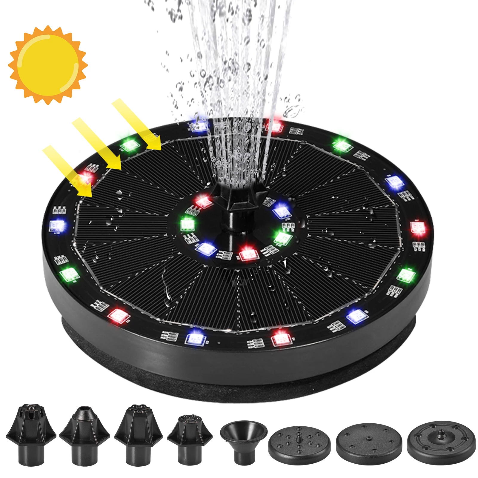 7V/3.5W Solar Power Fountain Pump Floating Fountain Garden Fountain Colorful LED Lights Floating Swimming Pools Pond Lawn Decor
7V/3.5W Solar Power Fountain Pump Floating Fountain Garden Fountain Colorful LED Lights Floating Swimming Pools Pond Lawn Decor