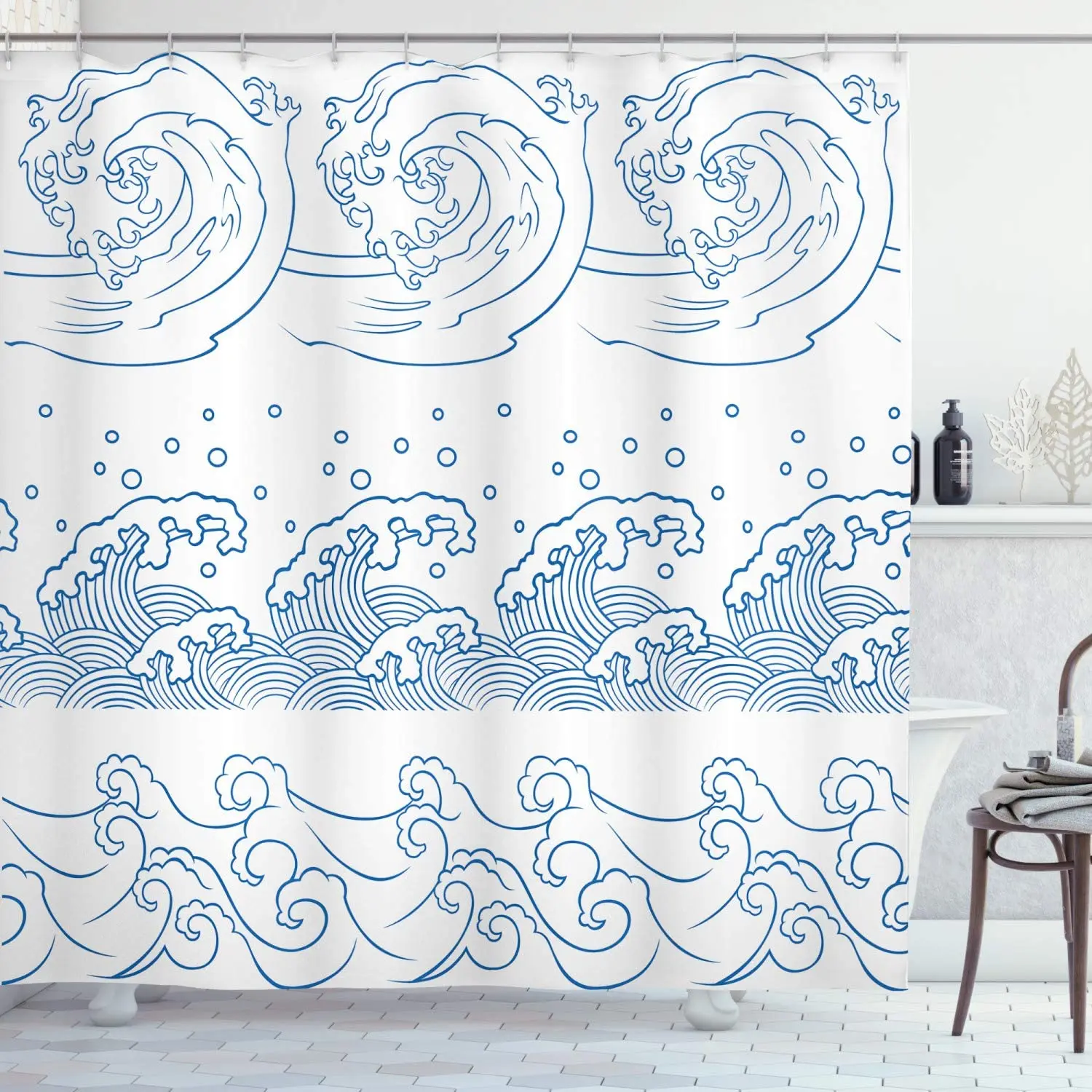 Nautical Bathroom Shower Curtain Abstract Japanese Wave Outline Monochrome Design Seaside Kanagawa Decor Multi-size Bath Curtain
Nautical Bathroom Shower Curtain Abstract Japanese Wave Outline Monochrome Design Seaside Kanagawa Decor Multi-size Bath Curtain