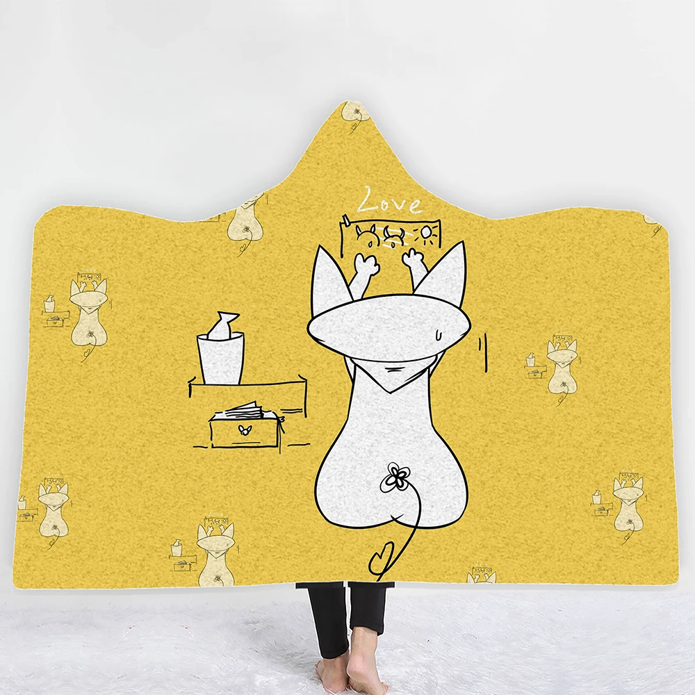 Cute White Cat Hooded Blanket Modern Home Spun Woollen Blanket for Kids To Wear on A Yellow Background Throw Blanket
Cute White Cat Hooded Blanket Modern Home Spun Woollen Blanket for Kids To Wear on A Yellow Background Throw Blanket