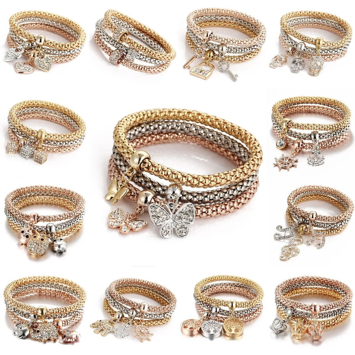 2021 3 Pcs/ Set Of New Fashion Zircon Crystal Heart-shaped Crown Owl Butterfly Pendant Bracelet Ladies Jewelry Gift
2021 3 Pcs/ Set Of New Fashion Zircon Crystal Heart-shaped Crown Owl Butterfly Pendant Bracelet Ladies Jewelry Gift