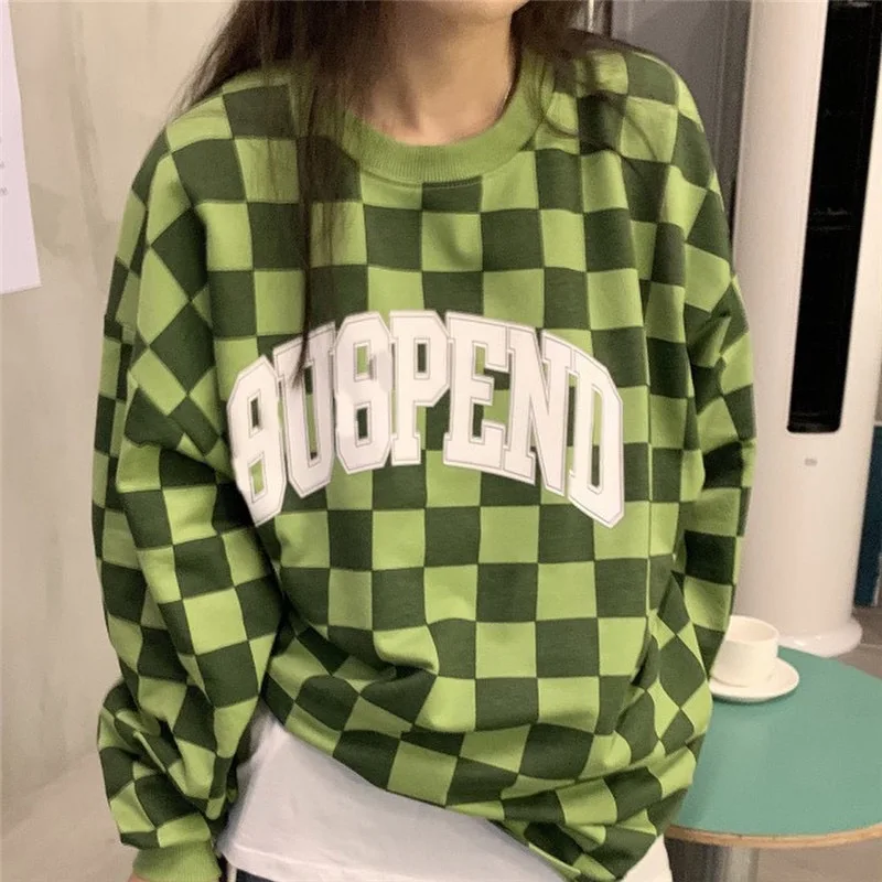 Aboutlee Green Checkerboard Lettered All-match Hoodie For Women in White Loose Boyfriend Style Long Sleeve Top
Aboutlee Green Checkerboard Lettered All-match Hoodie For Women in White Loose Boyfriend Style Long Sleeve Top