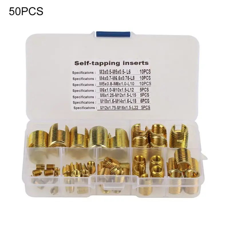 50Pcs M3 To M8 Galvanized Stainless Steel Threaded Inserts Metal Thread Repair Insert Self Tapping Slotted Screw Threaded
50Pcs M3 To M8 Galvanized Stainless Steel Threaded Inserts Metal Thread Repair Insert Self Tapping Slotted Screw Threaded