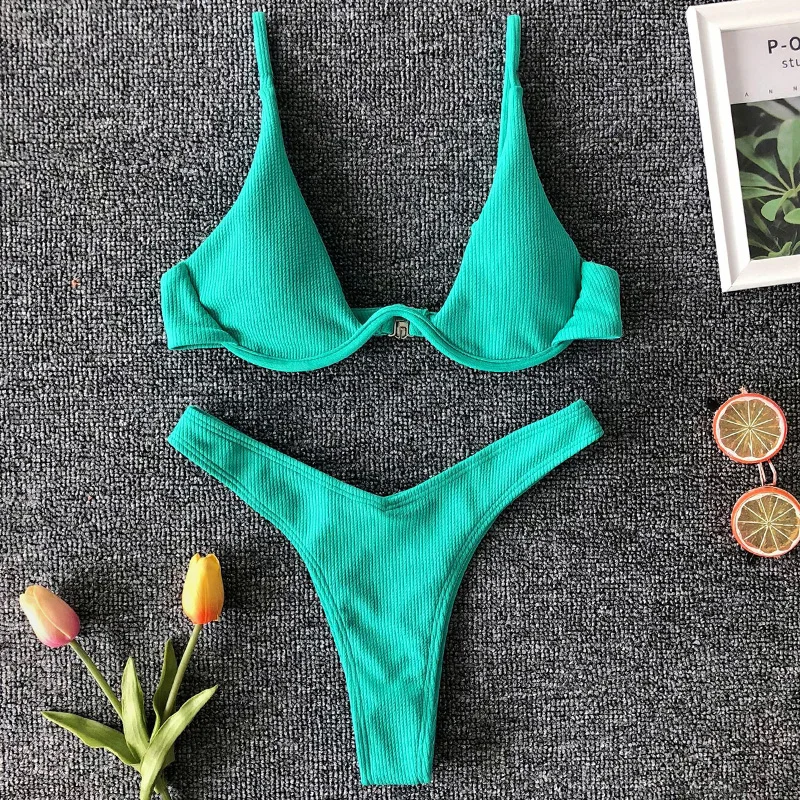 Sexy Neon V-bar Underwired Bikini 2021 Female Ribbed Swimsuit Women Thong Swimwear Two-pieces Bikini set Push up Bathing Suit
Sexy Neon V-bar Underwired Bikini 2021 Female Ribbed Swimsuit Women Thong Swimwear Two-pieces Bikini set Push up Bathing Suit