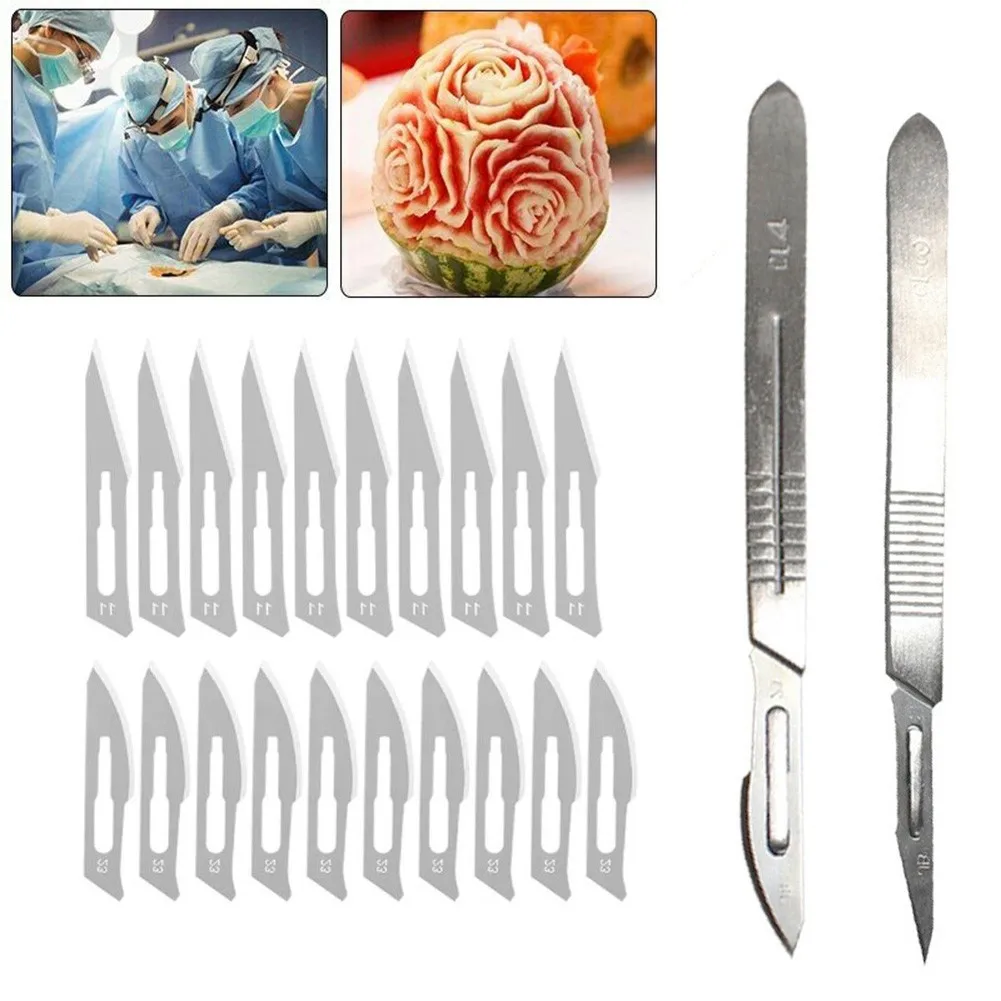 20pc Carbon Steel Scalpel Blades+2pc Thicken Handle DIY Cutting PCB Repair Animal Scalpel Titanium Knif.e
20pc Carbon Steel Scalpel Blades+2pc Thicken Handle DIY Cutting PCB Repair Animal Scalpel Titanium Knif.e