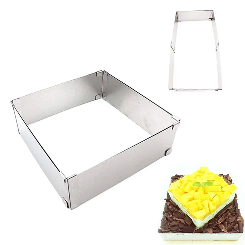 Adjustable Mousse Ring Square Stainless Steel Cake Mold Pastry Dessert Accessories Cake Decorating Tool Baking Tools
Adjustable Mousse Ring Square Stainless Steel Cake Mold Pastry Dessert Accessories Cake Decorating Tool Baking Tools