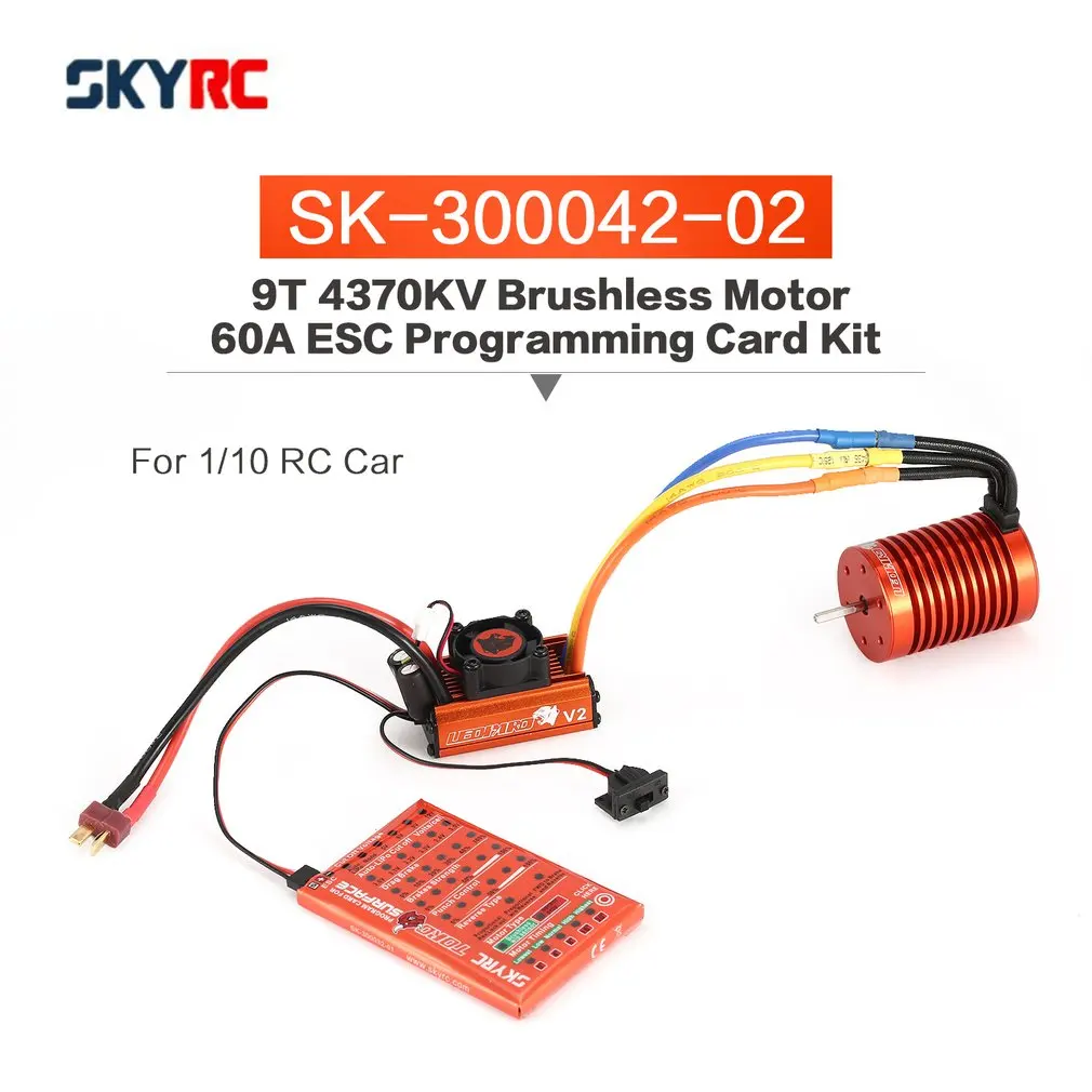 SKYRC SK-300042-02 9T 4370KV Brushless Motor 60A Brushless ESC Programming Card Combo Set for 1/10 RC Car Truck Model Parts
SKYRC SK-300042-02 9T 4370KV Brushless Motor 60A Brushless ESC Programming Card Combo Set for 1/10 RC Car Truck Model Parts