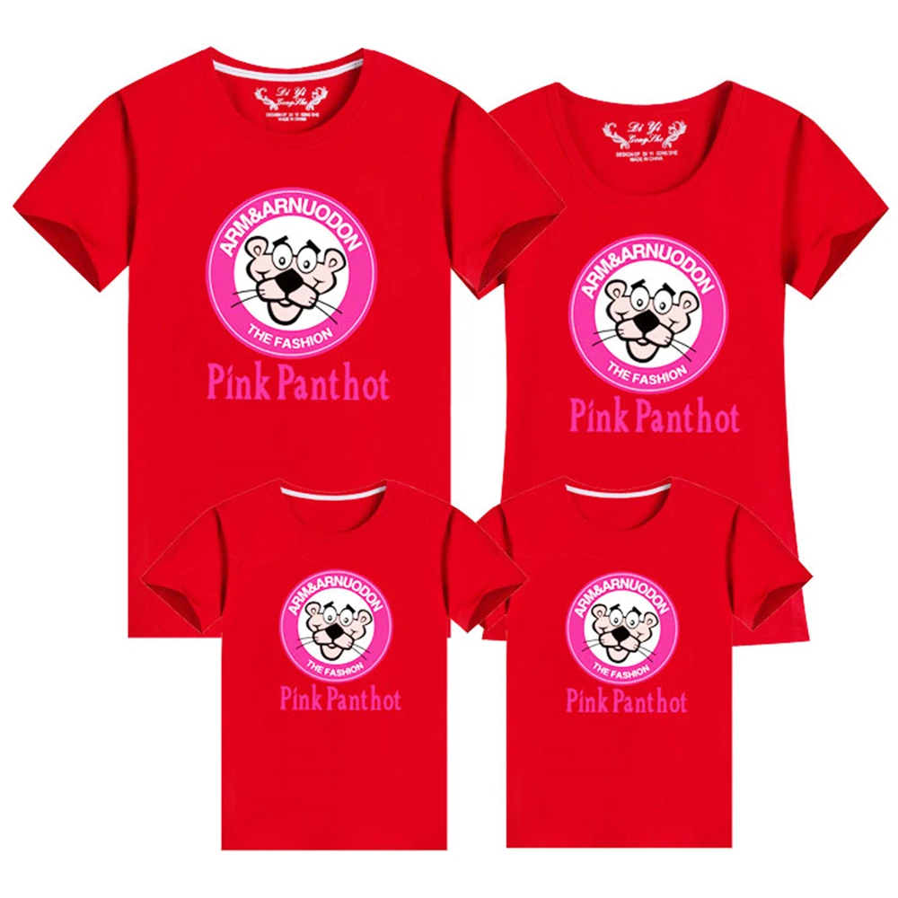 Summer Parent-child Tshirt Cartoons Print Streetwear Base Pink Panther Short Sleeve T-Shirt Children Kawaii Casual Clothes
Summer Parent-child Tshirt Cartoons Print Streetwear Base Pink Panther Short Sleeve T-Shirt Children Kawaii Casual Clothes