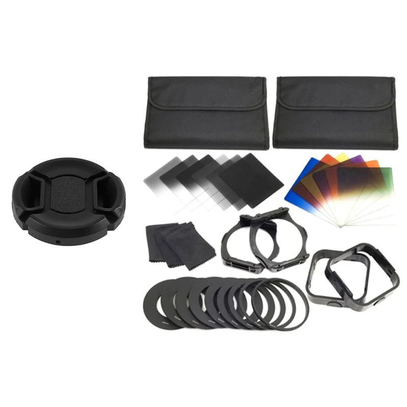 1X Univeral 37Mm Center Pinch Front Lens Cap For DSLR Camera & 1 Set Filters + Ring Adapter For Cokin P Series LF142 
1X Univeral 37Mm Center Pinch Front Lens Cap For DSLR Camera & 1 Set Filters + Ring Adapter For Cokin P Series LF142