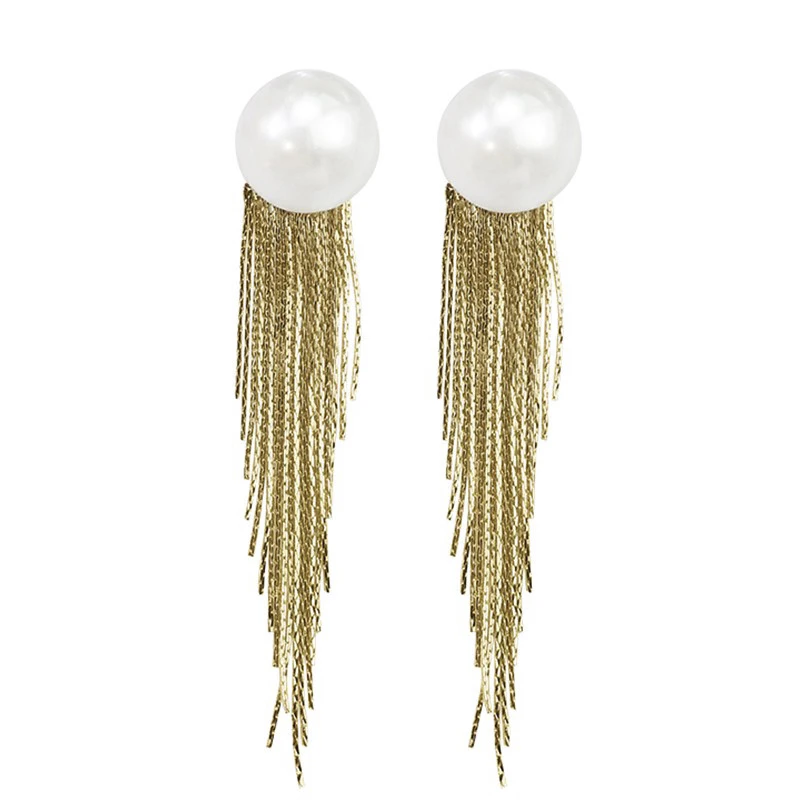Spring and Summer New Ladies Earrings Retro Style Ladies Pearl Metal Tassel Earrings
Spring and Summer New Ladies Earrings Retro Style Ladies Pearl Metal Tassel Earrings