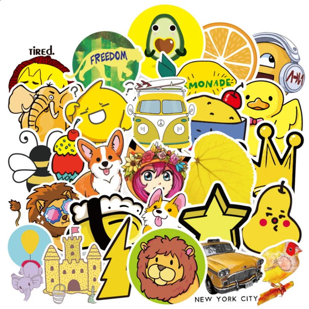 10/30/50PC Cartoon Yellow Small Fresh Trolley Case Diary Waterproof Graffiti Guitar Skateboard Toy Decoration Sticker Wholesale
10/30/50PC Cartoon Yellow Small Fresh Trolley Case Diary Waterproof Graffiti Guitar Skateboard Toy Decoration Sticker Wholesale