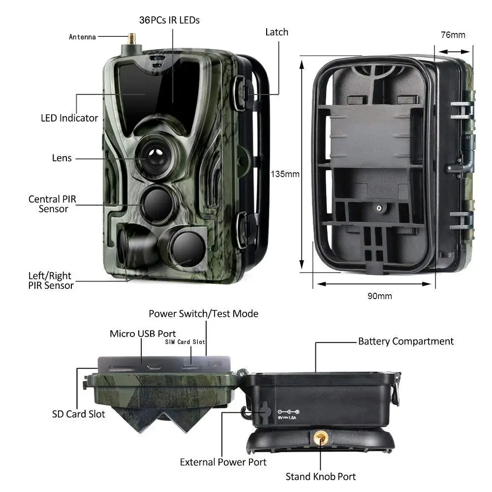 Cellular Mobile Hunting Camera 2G MMS SMS GSM 20MP 1080P Infrared Wireless Night Vision Wildlife Hunting Trail Camera HC801M
Cellular Mobile Hunting Camera 2G MMS SMS GSM 20MP 1080P Infrared Wireless Night Vision Wildlife Hunting Trail Camera HC801M