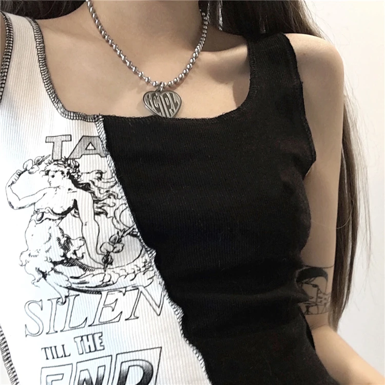 2021 Summer High Street Womens Tops Patchwork Color Constract Navel Tank Top Women Black Crop Top
2021 Summer High Street Womens Tops Patchwork Color Constract Navel Tank Top Women Black Crop Top