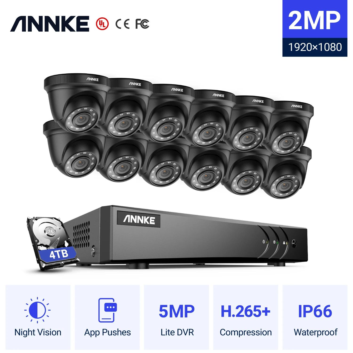 ANNKE 1080P CCTV камера DVR система 12X Водонепроницаемая 2.0MP HD-TVI черная купольная камера s домашний комплект видеонаблюдения Обнаружение движения
ANNKE 1080P CCTV камера DVR система 12X Водонепроницаемая 2.0MP HD-TVI черная купольная камера s домашний комплект видеонаблюдения Обнаружение движения