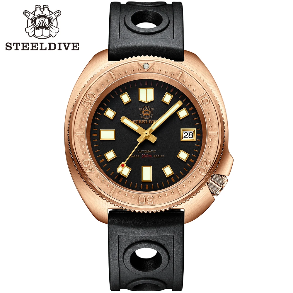 STEELDIVE Official Authentic Men's 200m Water Resistance Bronze Case Ceramic Bezel Sapphire Crystal C3 Turtle Dive Watch SD1970S
STEELDIVE Official Authentic Men's 200m Water Resistance Bronze Case Ceramic Bezel Sapphire Crystal C3 Turtle Dive Watch SD1970S