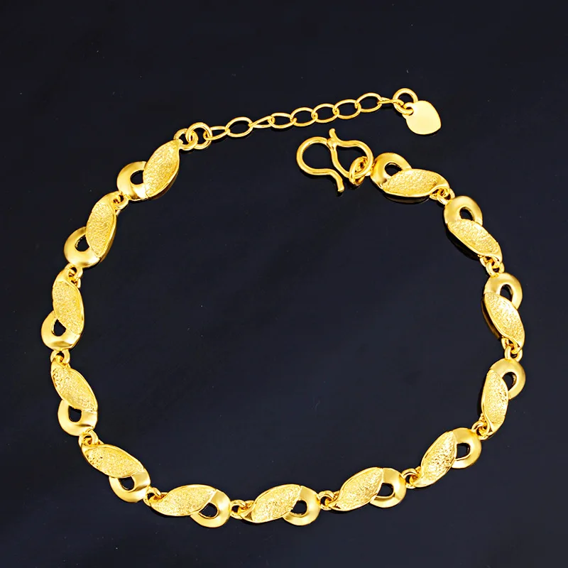 Yellow Gold Bracelet For Women Simple Sand Gold Flower Chain Bracelets Charm Wedding Engagement Fine Jewelry Gift pulseras mujer
Yellow Gold Bracelet For Women Simple Sand Gold Flower Chain Bracelets Charm Wedding Engagement Fine Jewelry Gift pulseras mujer