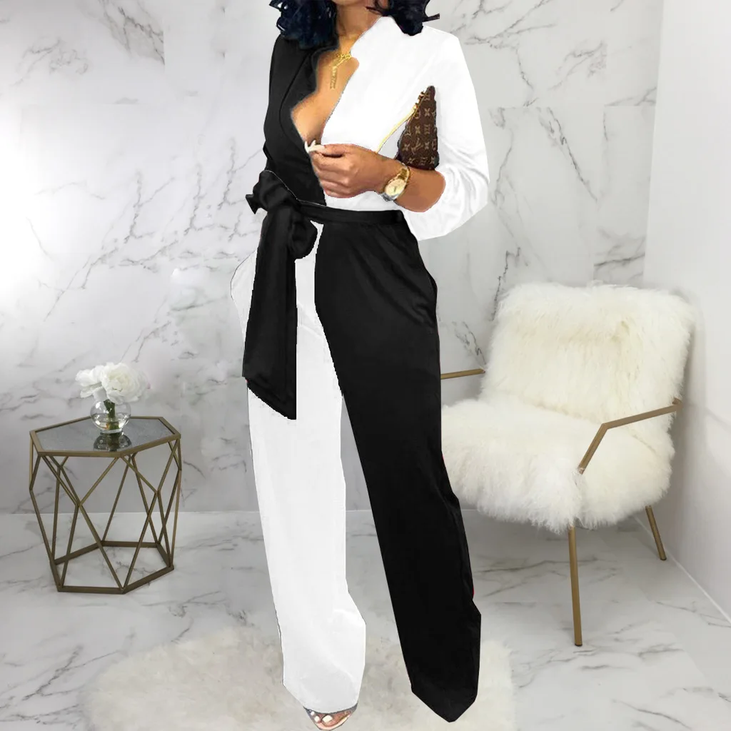 Женский офисный комбинезон, рубашка с длинным рукавом и широкими штанинами с высокой талией, 2022
Женский офисный комбинезон, рубашка с длинным рукавом и широкими штанинами с высокой талией, 2022