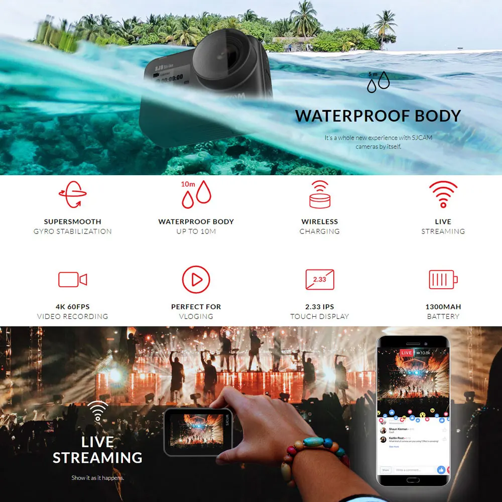 SJCAM SJ9 Strike 4K 60FPS сверхчувствительный гироскоп/EIS Экшн камера Max Беспроводная