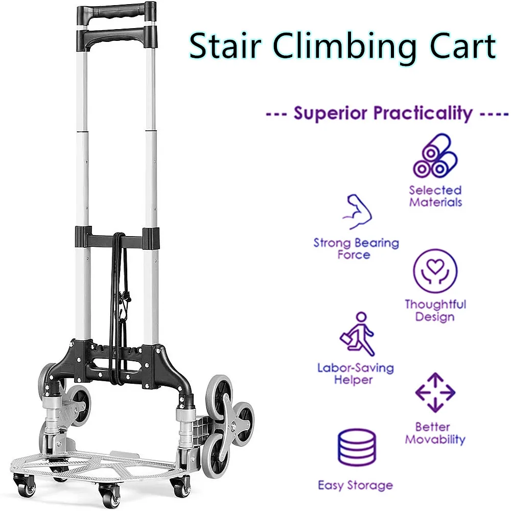All Terrain Garden Cart Stair-Climbing Portable 6-Wheels Folding Trolley for Upstairs Cargo with bag Hand Truck Loading 150kg
All Terrain Garden Cart Stair-Climbing Portable 6-Wheels Folding Trolley for Upstairs Cargo with bag Hand Truck Loading 150kg
