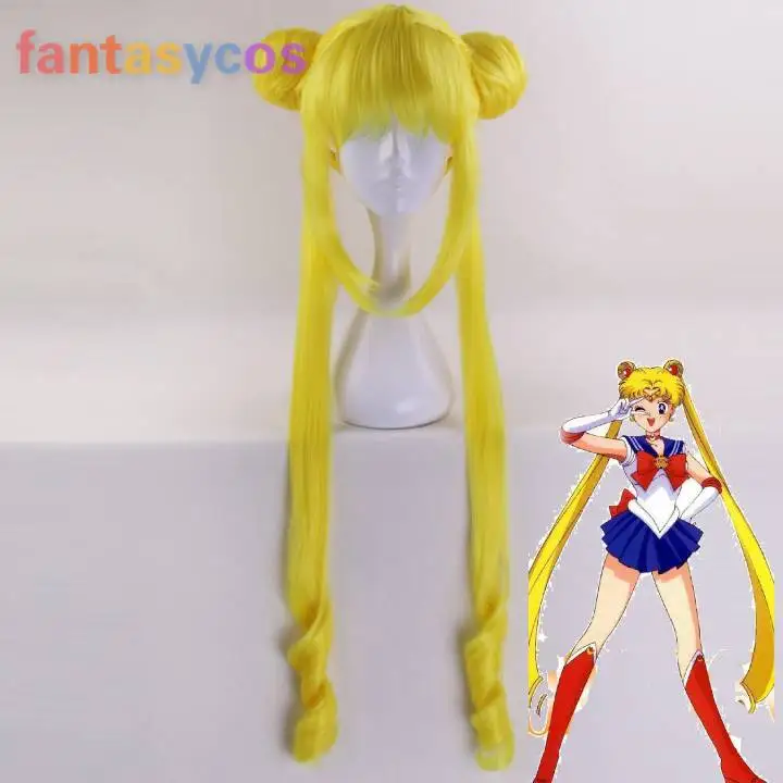 Парик для косплея аниме Сейлор Мун Tsukino Usagi Длинные термостойкие синтетические