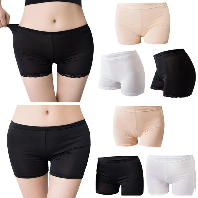 

2021 NEW Women Soft Cotton Seamless Safety Short Pants Panties Summer Under Skirt Shorts Modal Ice Silk Breath Boyshorts Tight