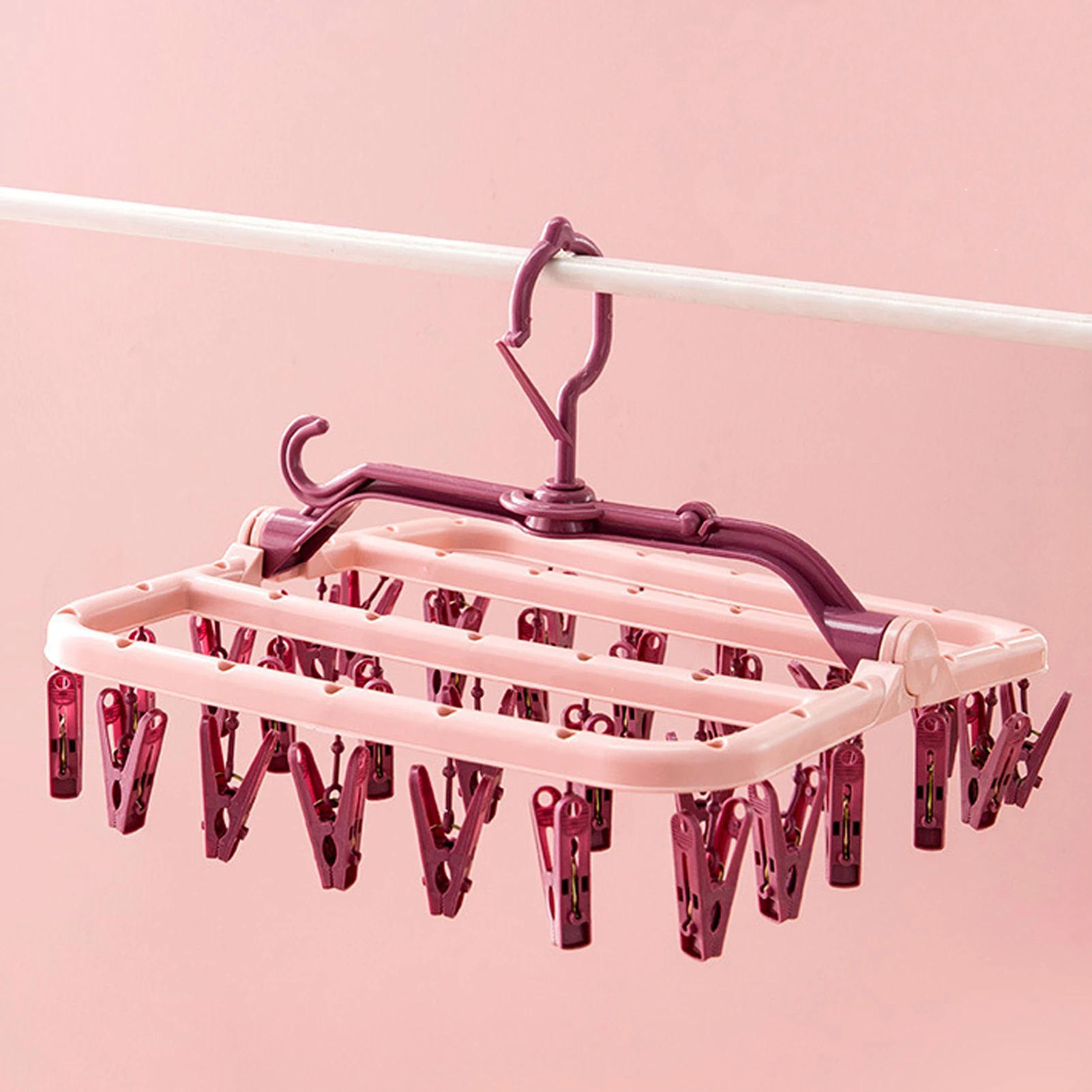 1Pc Portable Folding Socks Towels Cloth Hanger Rack Rotatable Clothespin Clothes Home 32 Clips Drying Rack Closet Storage Hooks
1Pc Portable Folding Socks Towels Cloth Hanger Rack Rotatable Clothespin Clothes Home 32 Clips Drying Rack Closet Storage Hooks