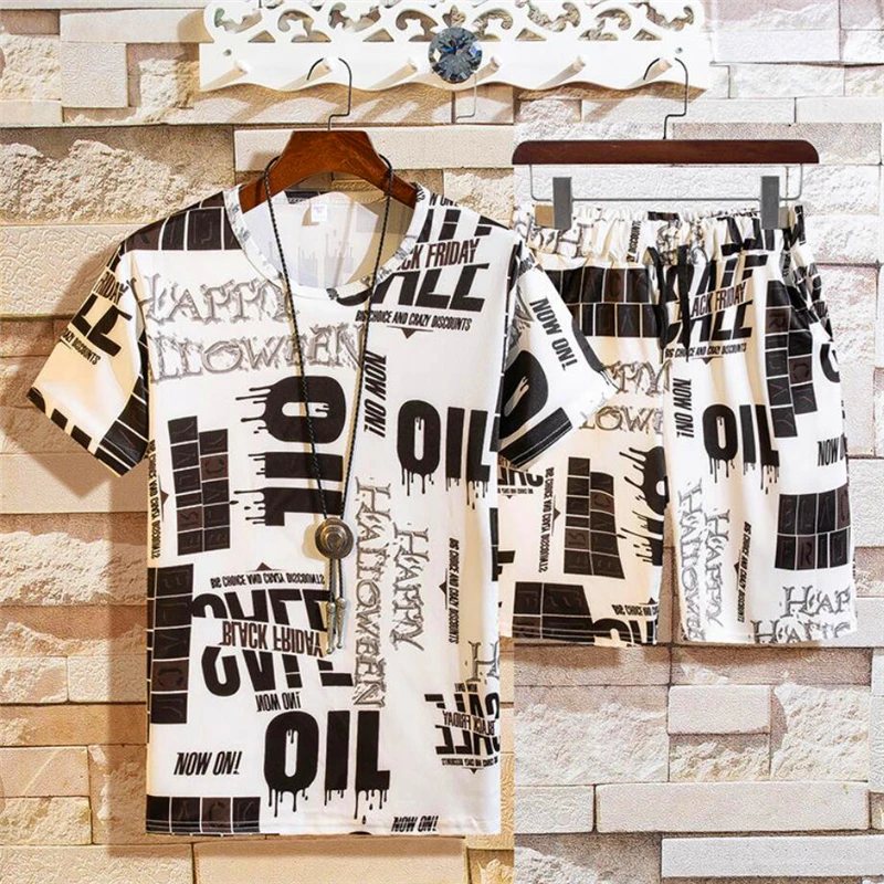 Fashion Men's Ice Silk Summer Short-sleeved Top+elastic Waist Pants Suit Big Size Outdoor Sports Style Printing Two-piece Sets
Fashion Men's Ice Silk Summer Short-sleeved Top+elastic Waist Pants Suit Big Size Outdoor Sports Style Printing Two-piece Sets