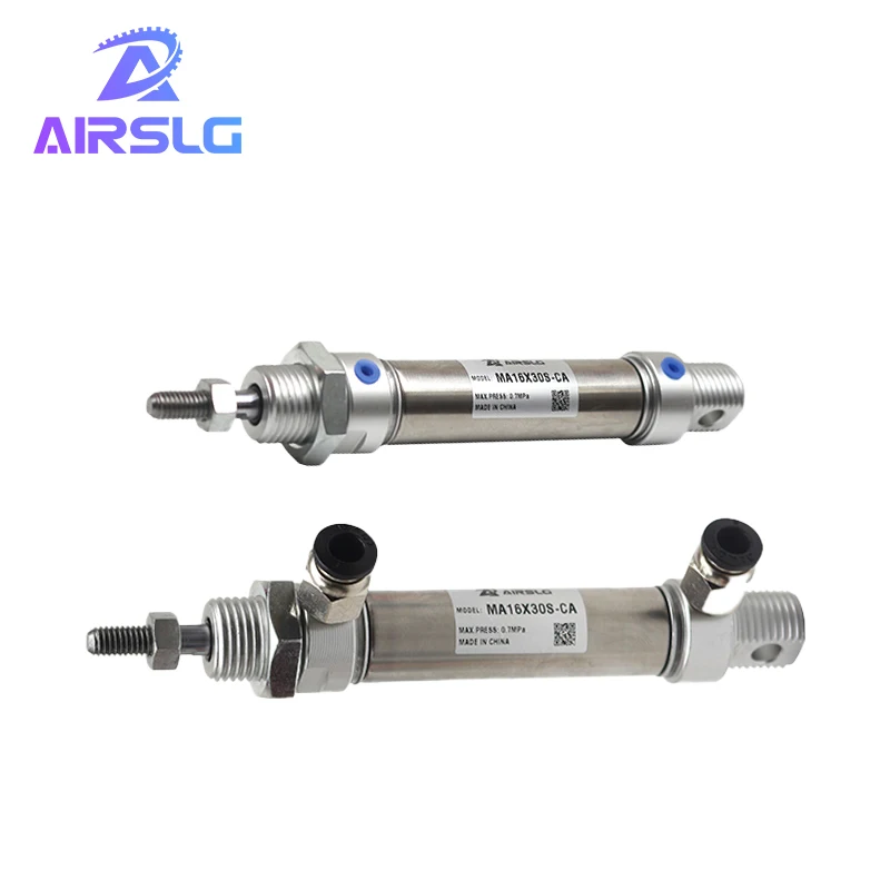 

Built-in magnet Pneumatic Stainless Air Cylinder 16MM Bore 10-300mm stroke Double Action Mini Round Cylinders MA16x30S-CA-U-CM