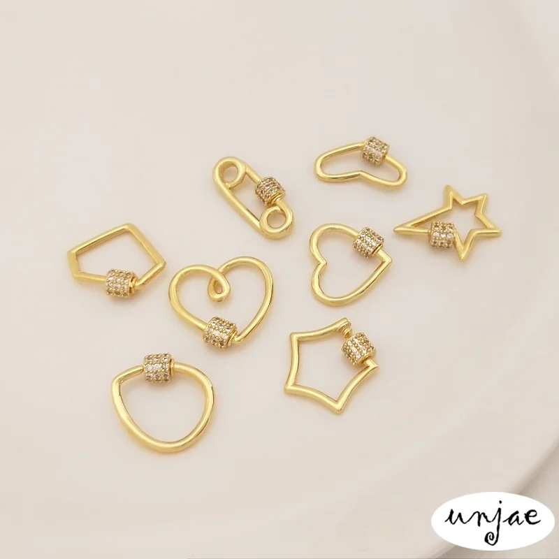 Color-preserving micro-inlaid zircon heart-shaped five-pointed star screw buckle diy bracelet necklace chain end buckle
Color-preserving micro-inlaid zircon heart-shaped five-pointed star screw buckle diy bracelet necklace chain end buckle
