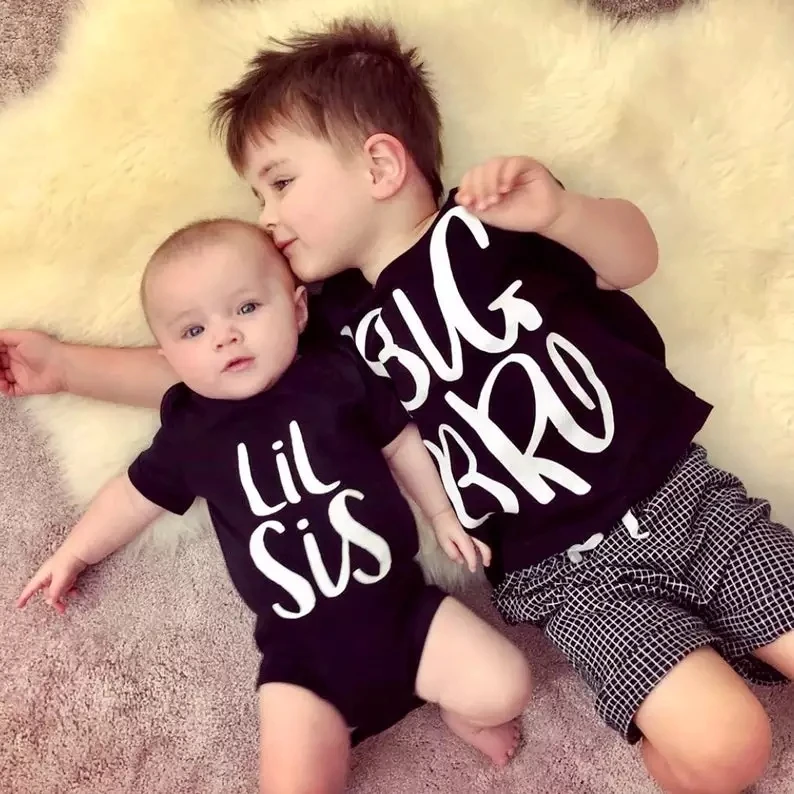Sibling/комплект одежды для брата и сестры подарок детей футболка с надписью Big Bro Lil