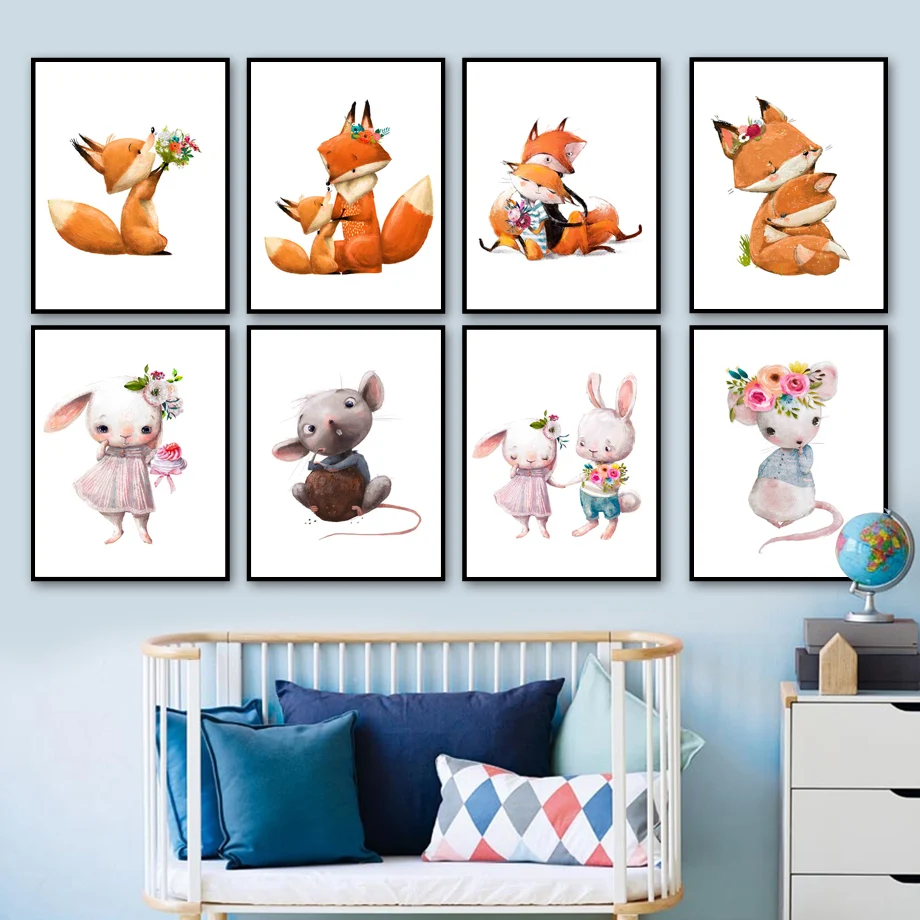 Cartoon Animals Fox Rabbit Mouse Family Flower Wall Art Canvas Painting Nordic Posters And Prints Wall Pictures Kids Room Decor
Cartoon Animals Fox Rabbit Mouse Family Flower Wall Art Canvas Painting Nordic Posters And Prints Wall Pictures Kids Room Decor