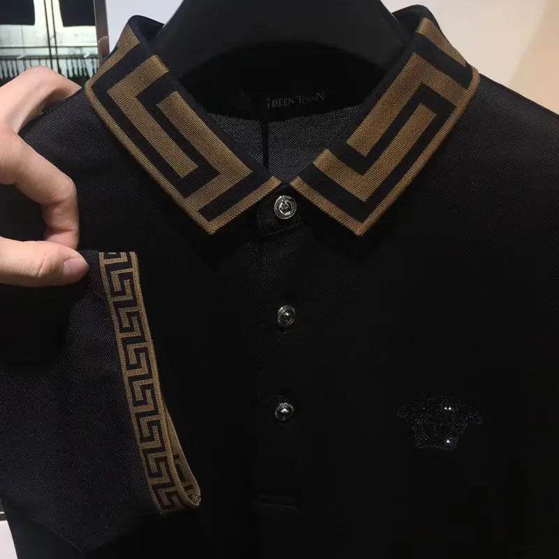 High End Men's Short Sleeve T-shirt Lapel Pearl Sky Trend Embroidery 2021 Summer Hot Drill Polo Shirt Men
High End Men's Short Sleeve T-shirt Lapel Pearl Sky Trend Embroidery 2021 Summer Hot Drill Polo Shirt Men