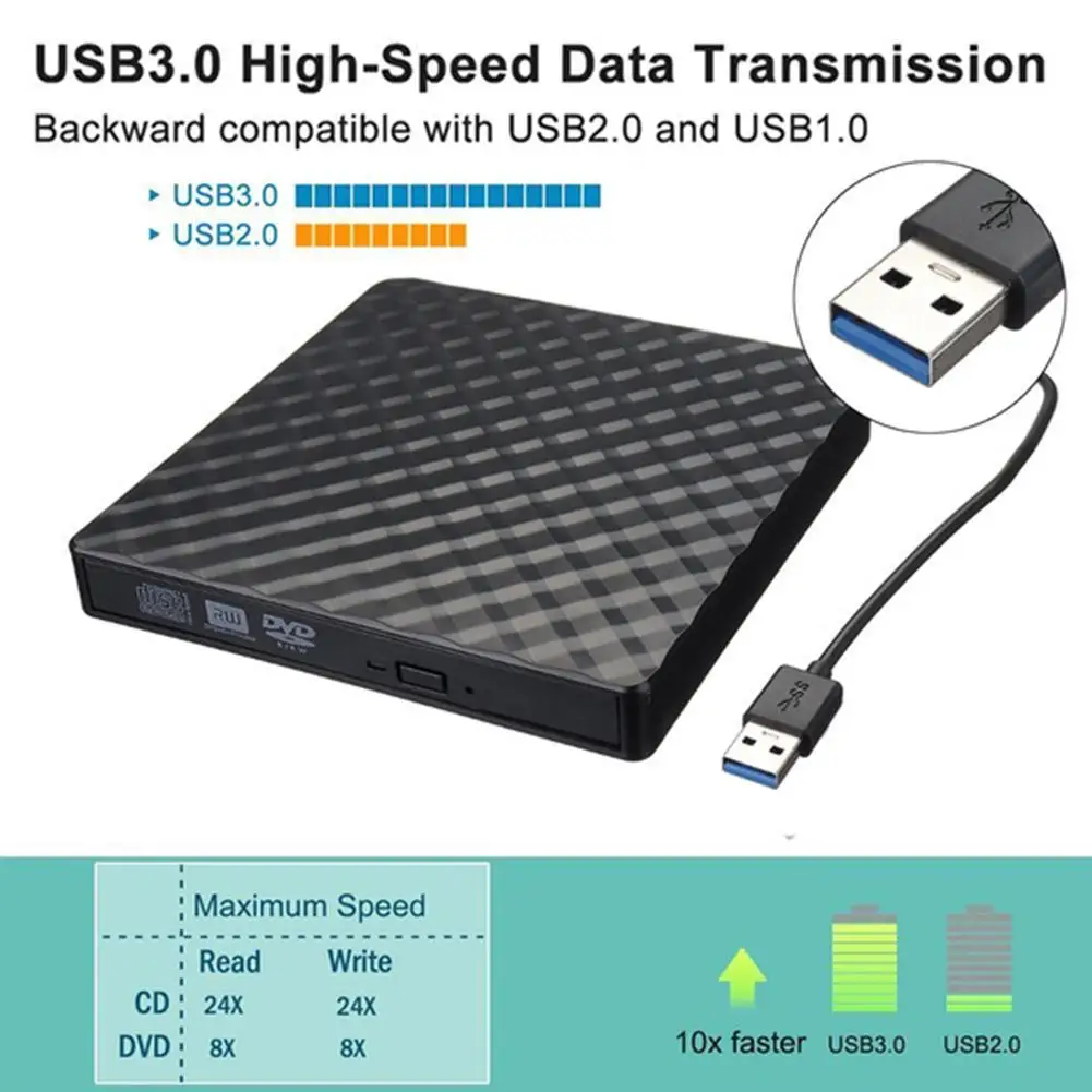 USB 3.0 External DVD Burner Writer Recorder DVD- Optical Drive CD / DVD-ROM Player OS for Windows XP / 7/8/10
USB 3.0 External DVD Burner Writer Recorder DVD- Optical Drive CD / DVD-ROM Player OS for Windows XP / 7/8/10