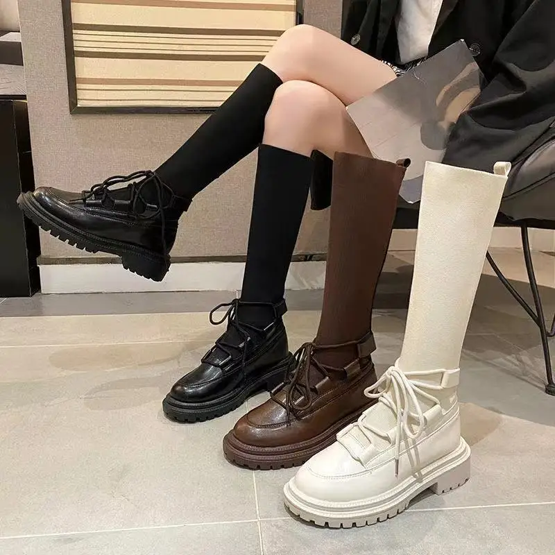 New Ladies Casual Stretch Fabric Socks Boots Fashion Cross-tied Women Shoes Platform Boots Gothic Women Winter Long Boots
New Ladies Casual Stretch Fabric Socks Boots Fashion Cross-tied Women Shoes Platform Boots Gothic Women Winter Long Boots