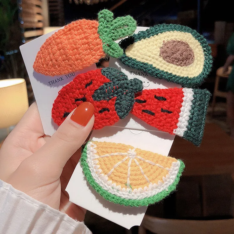 Knitted Cartoon Fruit Hair Pins For Girls Hair Accessories Children Kids Hair Clips Hair Grips Children Trim Tools Barrettes
Knitted Cartoon Fruit Hair Pins For Girls Hair Accessories Children Kids Hair Clips Hair Grips Children Trim Tools Barrettes