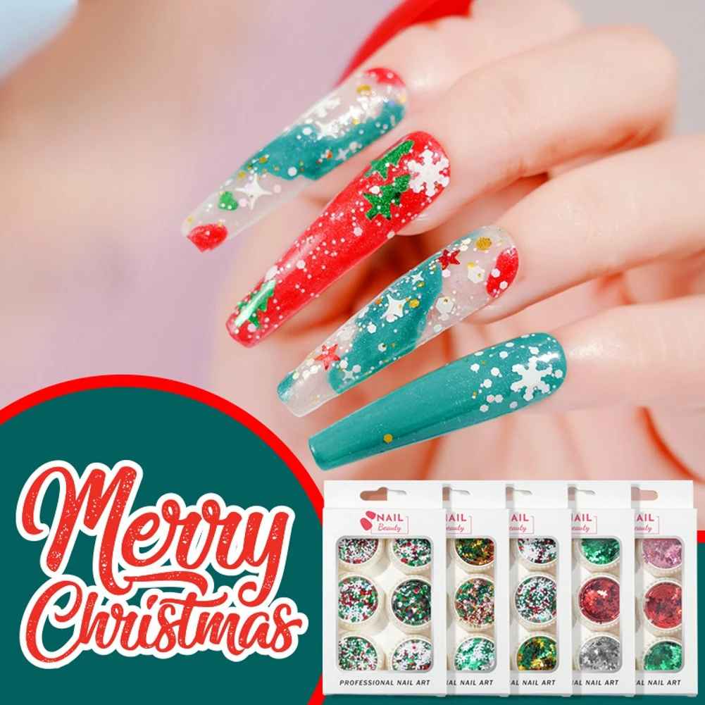6 Color Christmas Manicure Art Decoration Snowflake Christmas Tree Snowman Pentagram Set Sequins DIY Nail Design Accessories
6 Color Christmas Manicure Art Decoration Snowflake Christmas Tree Snowman Pentagram Set Sequins DIY Nail Design Accessories